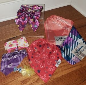 Bundle of small dog bandanas and bows